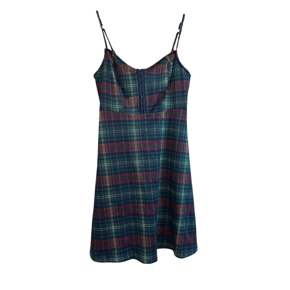 SO‎ Plaid Dress Corset Style Sleeveless Green Red Casual Career Party Small
